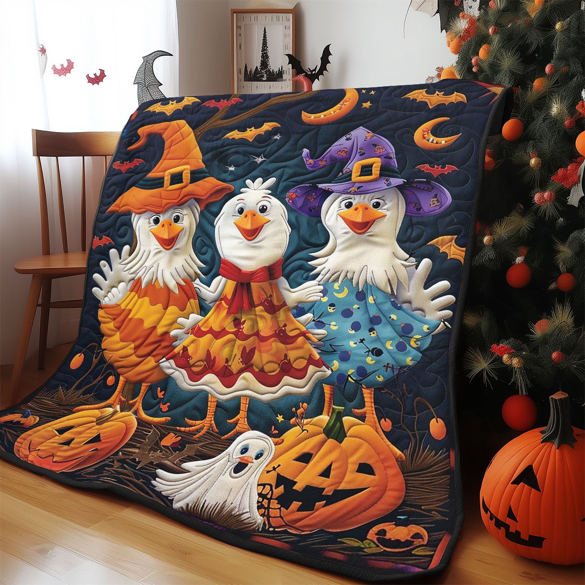 Chickens And Halloween WO2908001CL Quilt