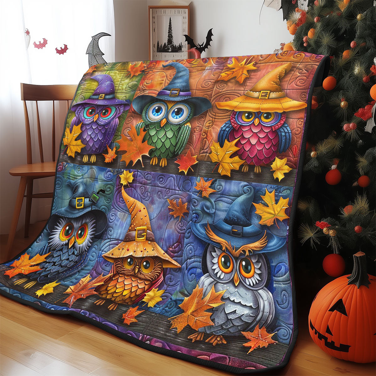 Owls With Witch Hats WO2908078CL Quilt