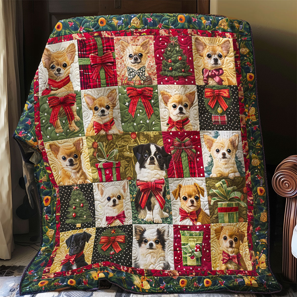 Chihuahua And Gifts Christmas WO2008044CL Quilt