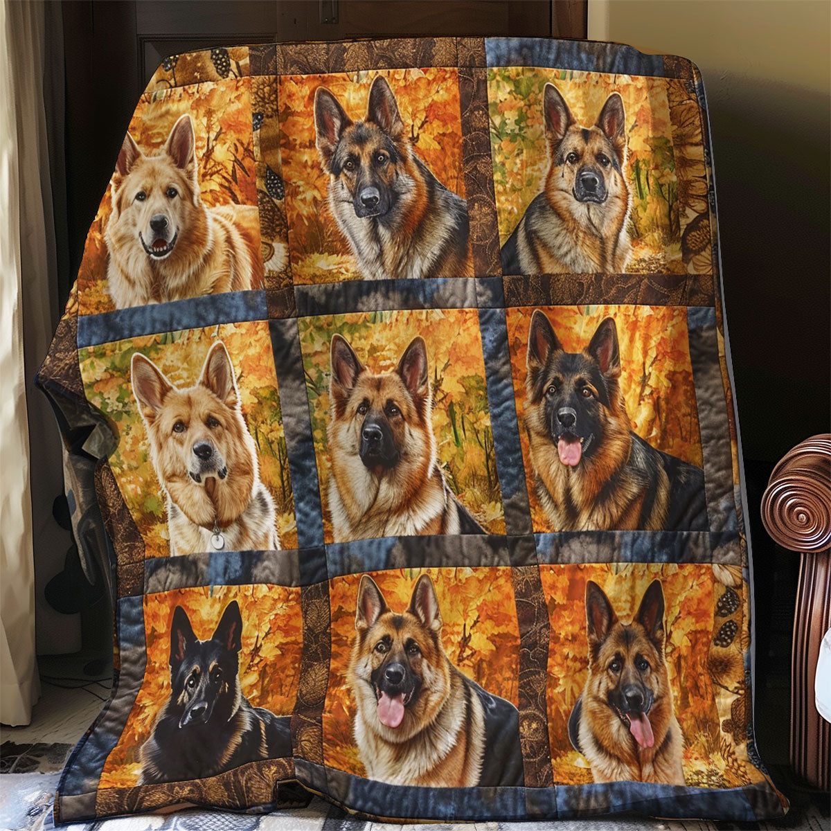German Shepherds With Autumn WO2108009CL Quilt