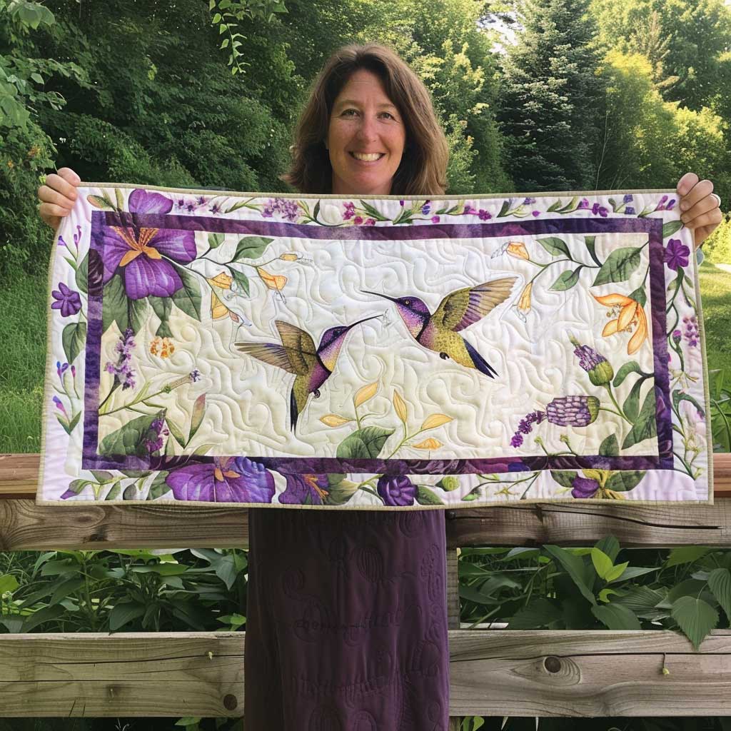 Hummingbird WJ0908048CL Quilted Table Runner