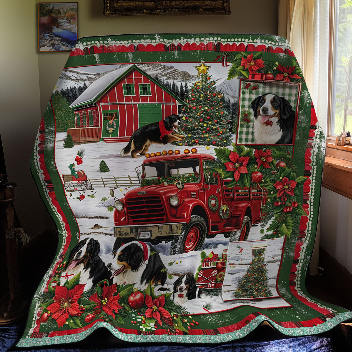 Bernese Mountain Festive Truck WN3008010CL Quilt