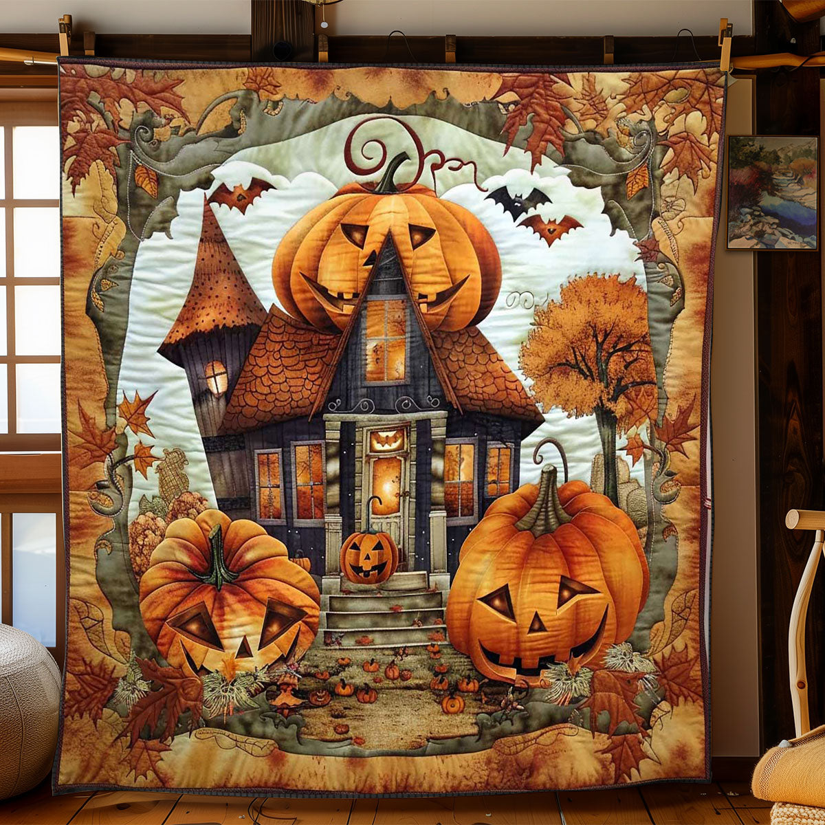 Halloween Pumpkin Retreat WN1908065CL Quilt