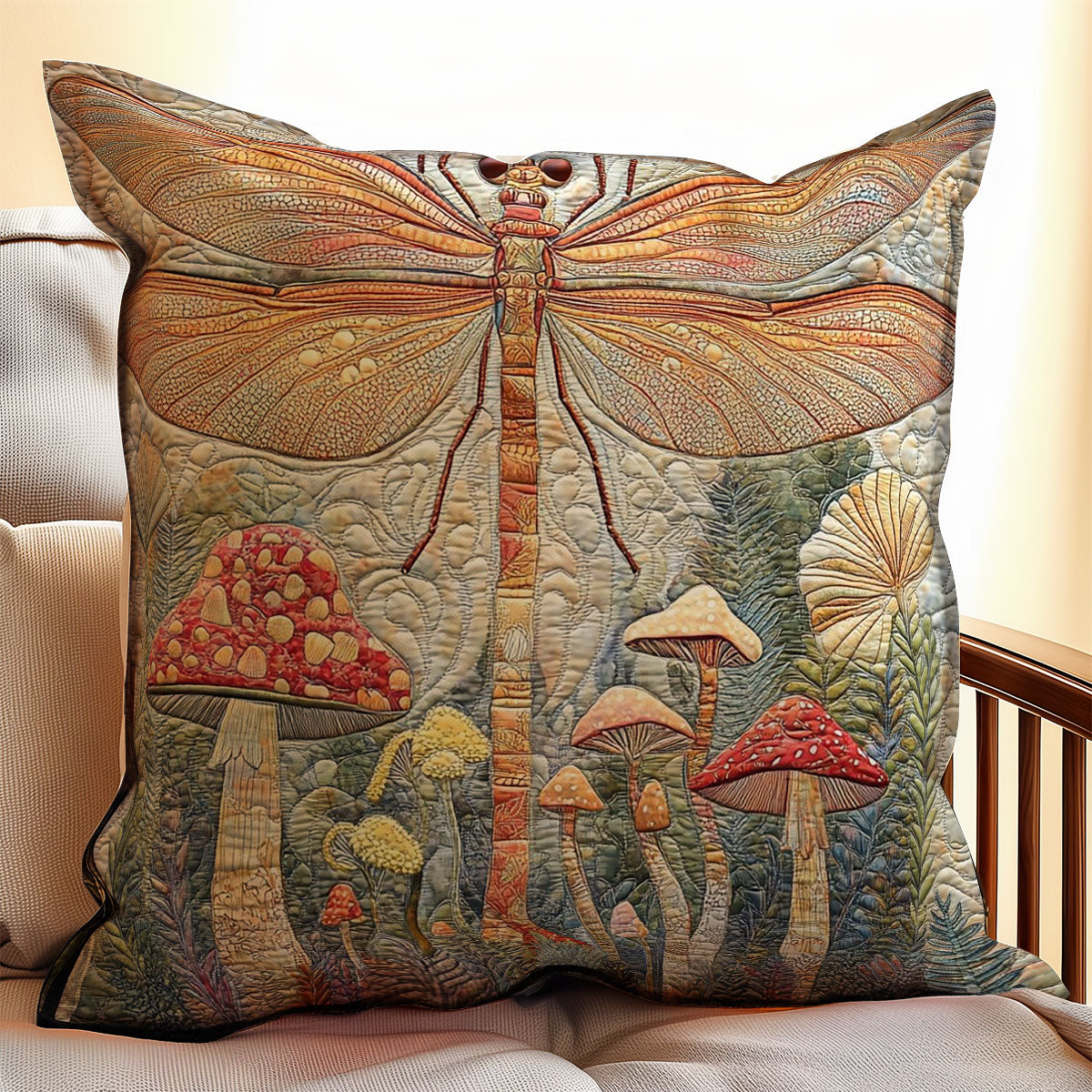 Mushrooms Dragonfly WM3107101CL Quilt Pillow Case