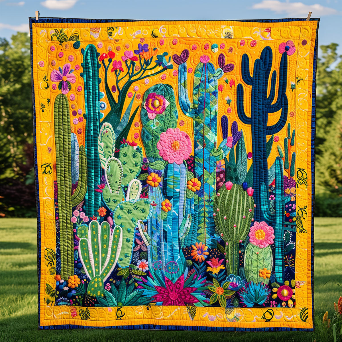 Yellow Cactus XR1608025CL Quilt