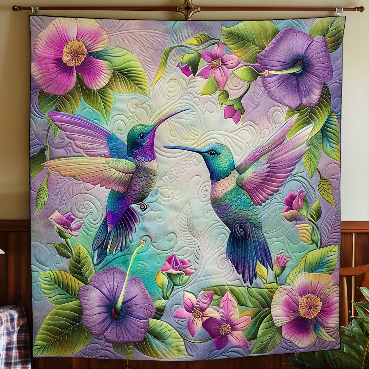 Hummingbirds And Floral WO2908015CL Quilt