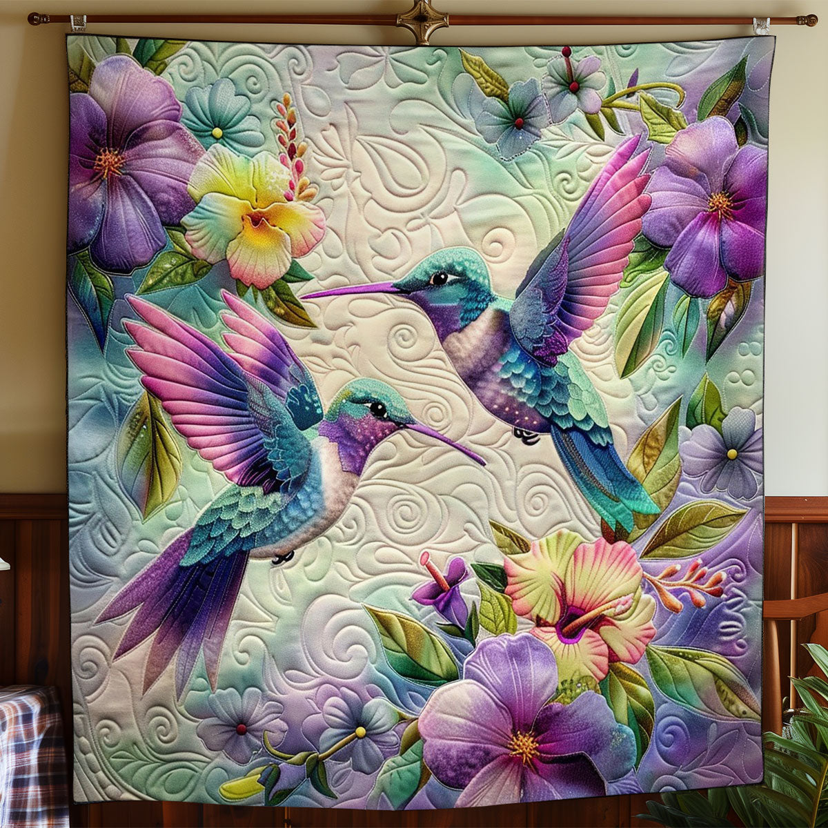 Hummingbirds And Floral WO2908016CL Quilt
