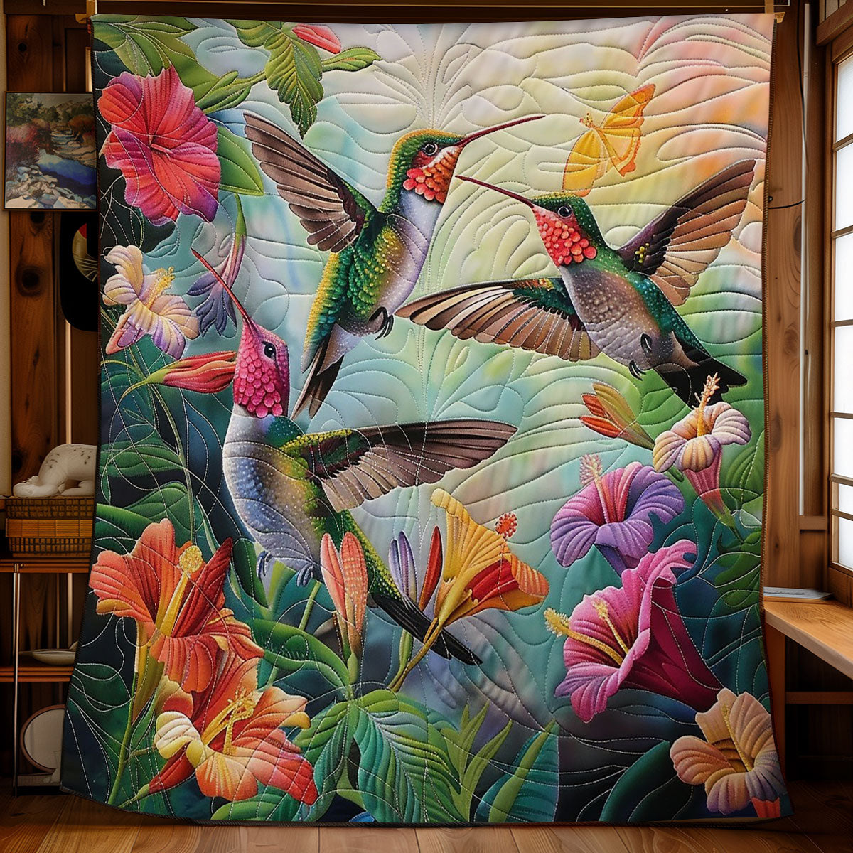 Hummingbirds Family WM1008056CL Quilt