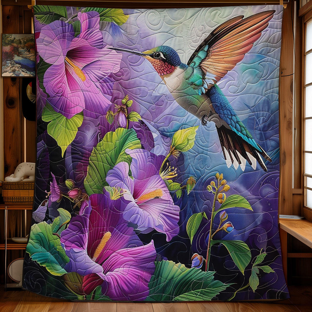Purple Hummingbird WM1308013CL Quilt