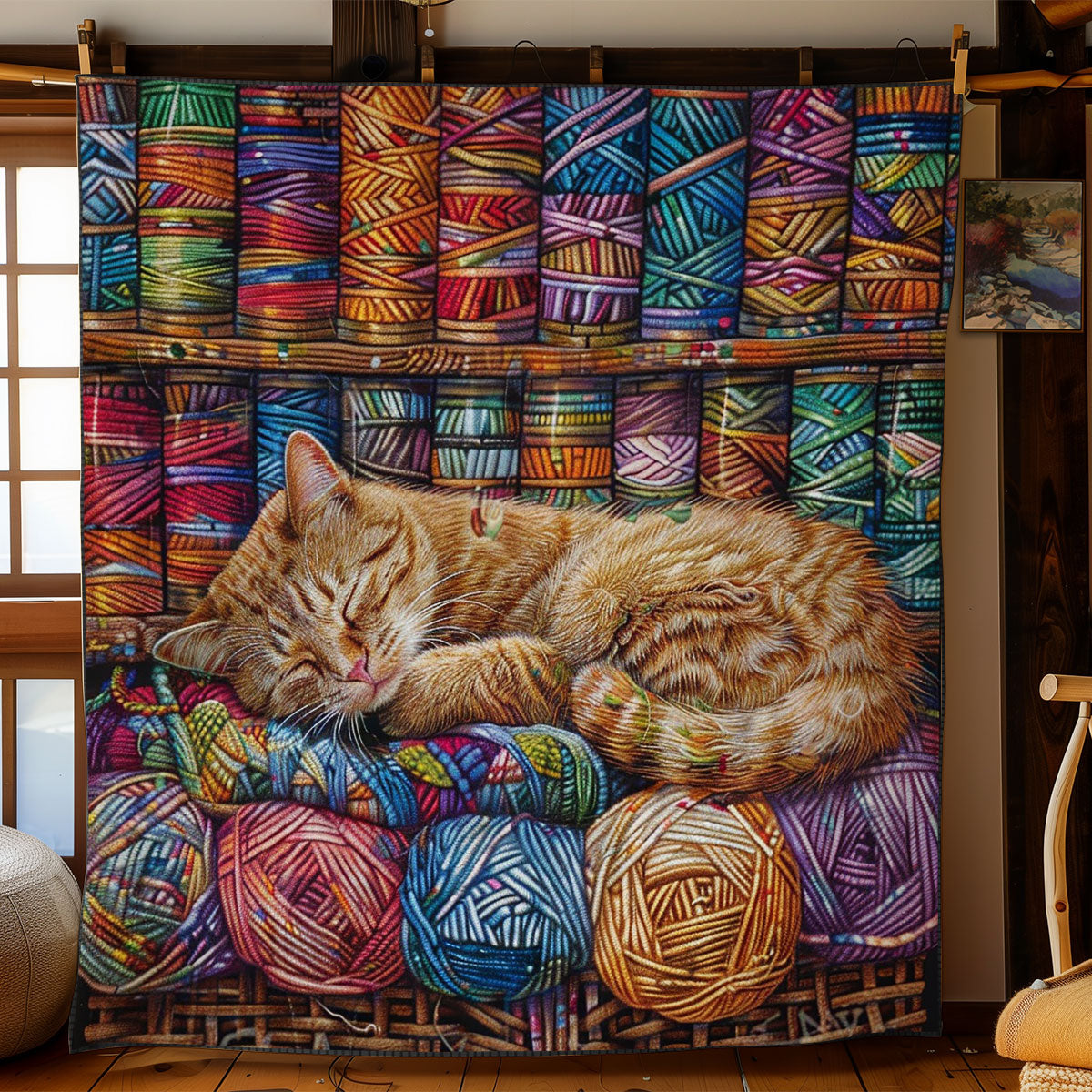 Adorable Cat Sleeping WO2608011CL Quilt