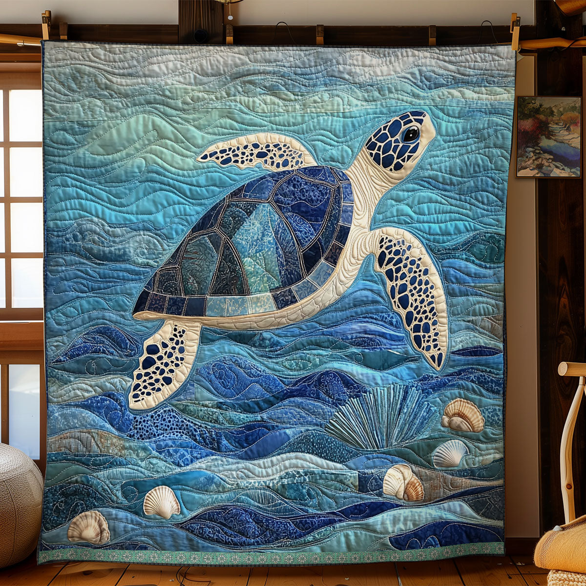 Blue Sea Turtle XR1409018CL Quilt
