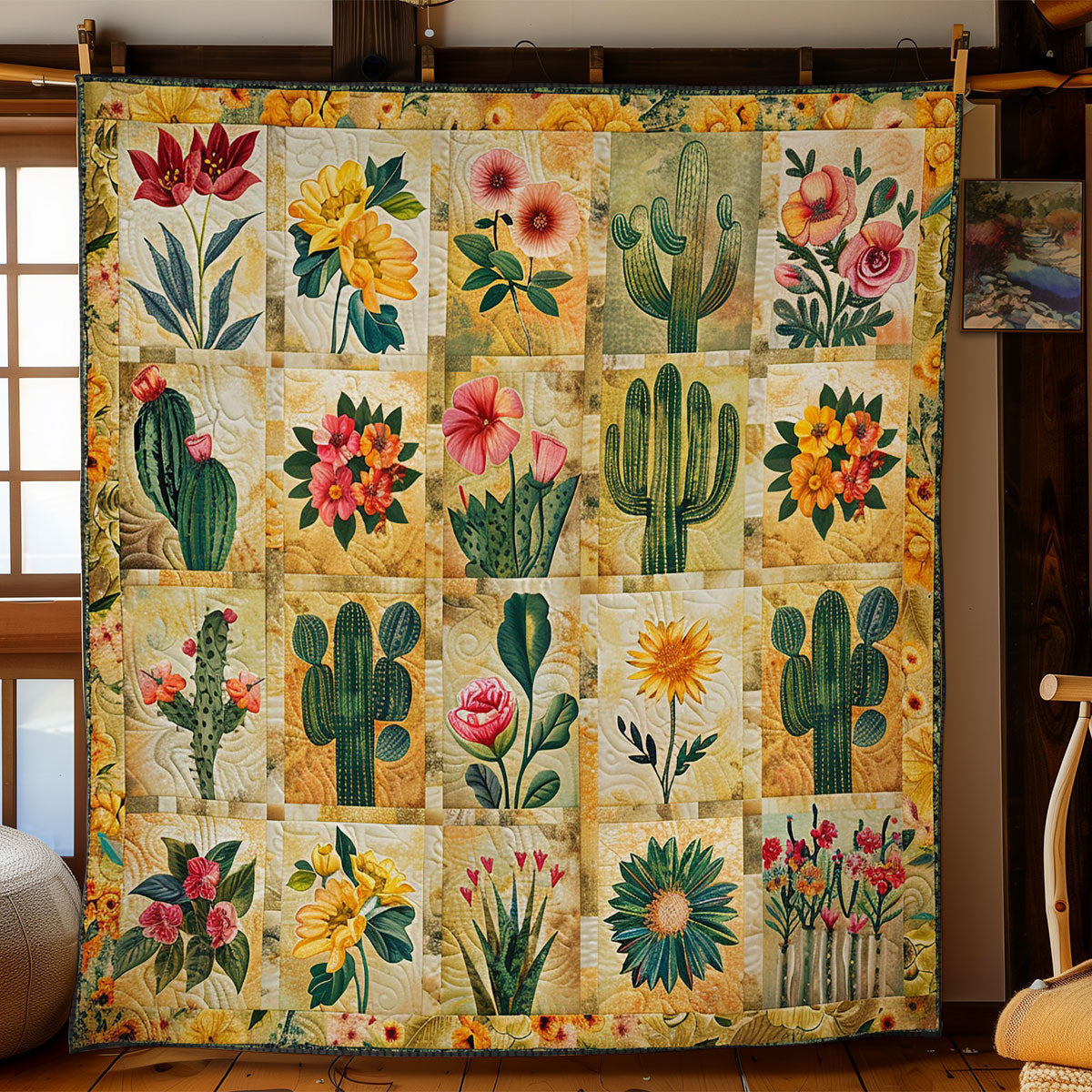 Cactus And Flowers WO2208024CL Quilt