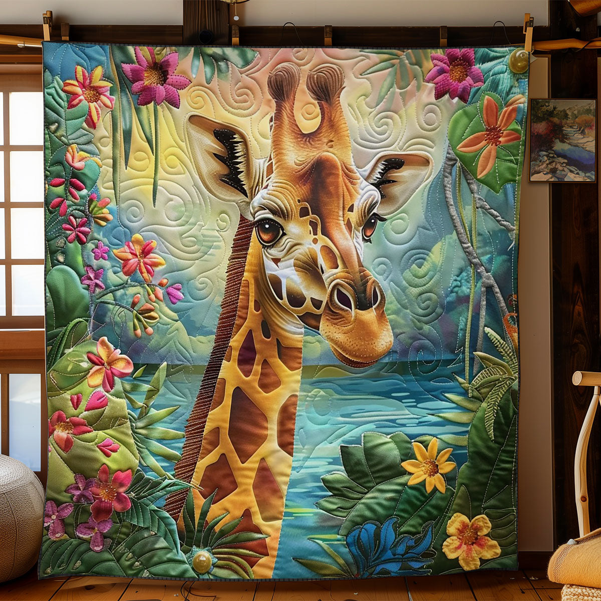 Floral Forest For Giraffe WO2308009CL Quilt
