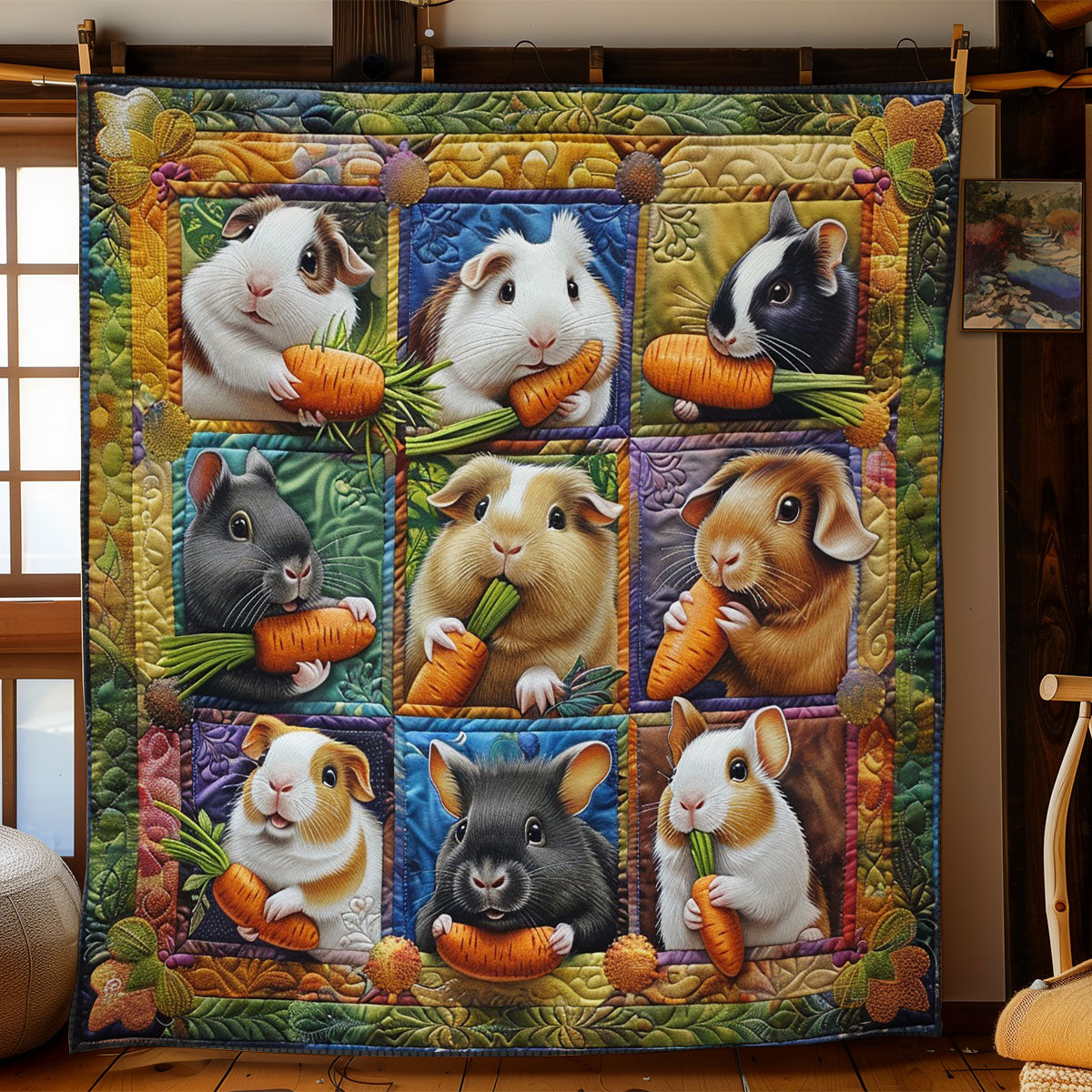 Guinea Pigs And Carrot WO2708034CL Quilt