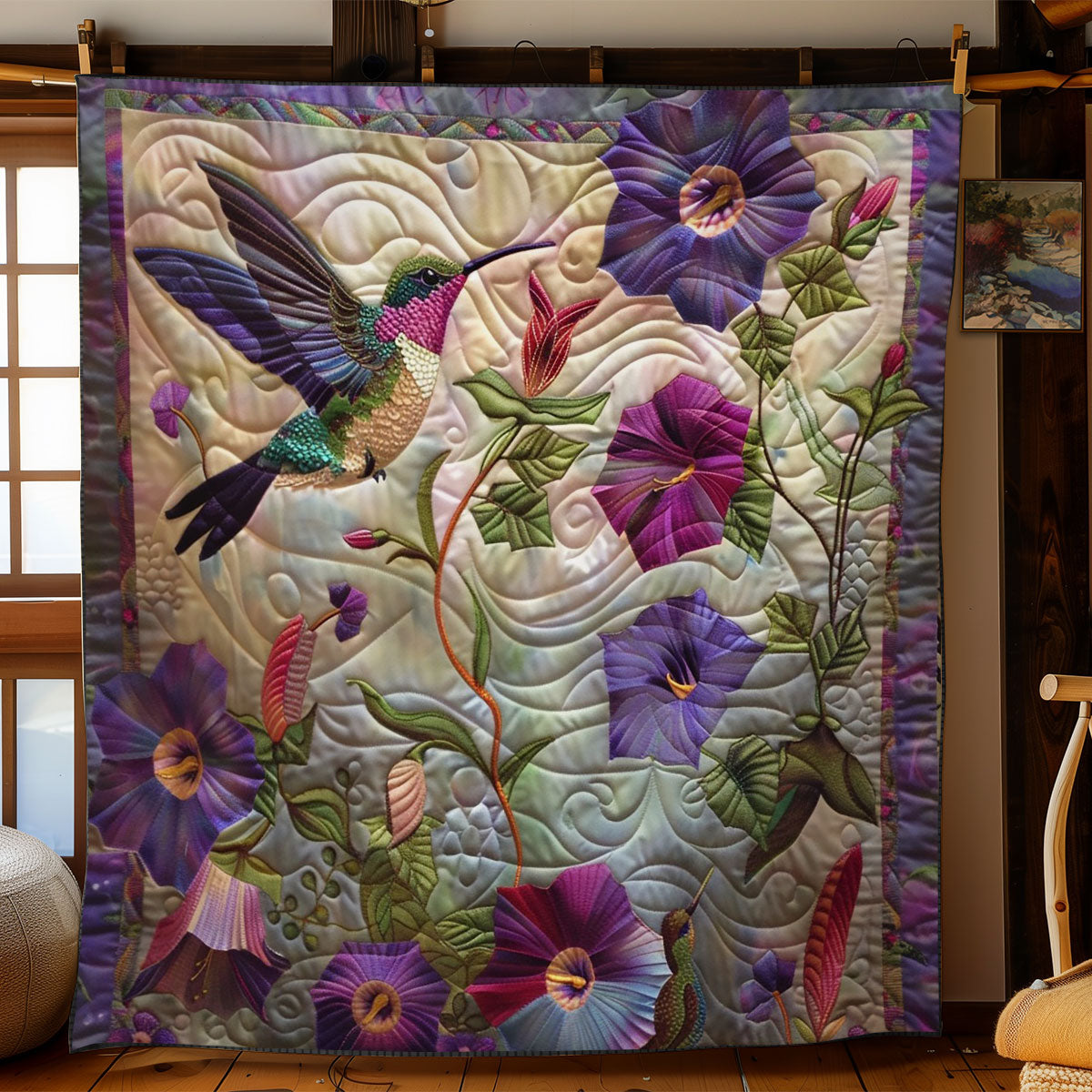 Hummingbird Purple WO2808009CL Quilt