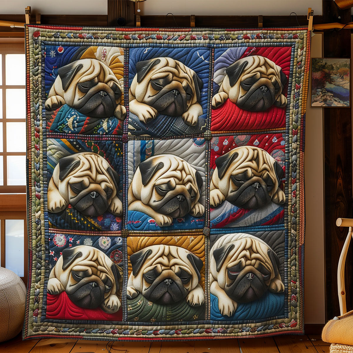 Pug Dogs WO2908041CL Quilt
