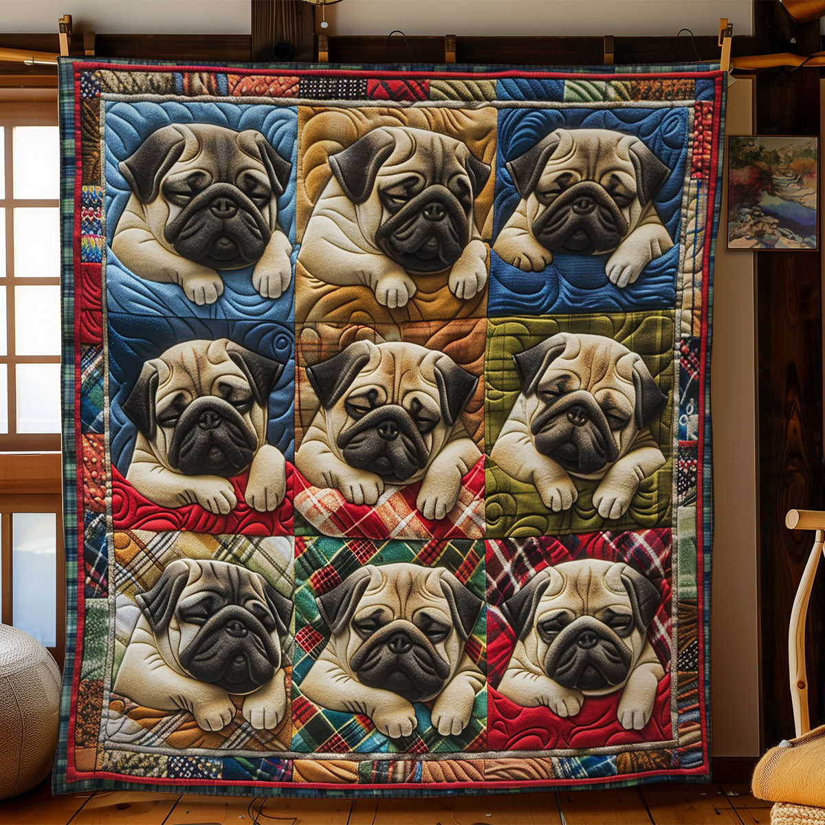 Pug Dogs WO2908042CL Quilt