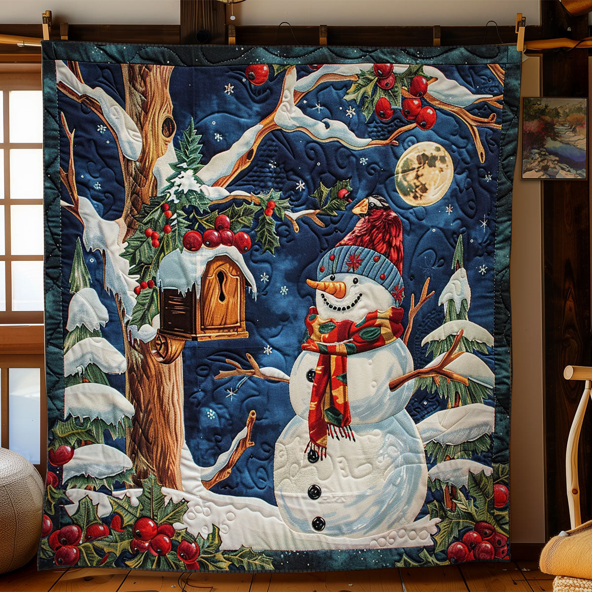 Snowman At The Night WO2308037CL Quilt