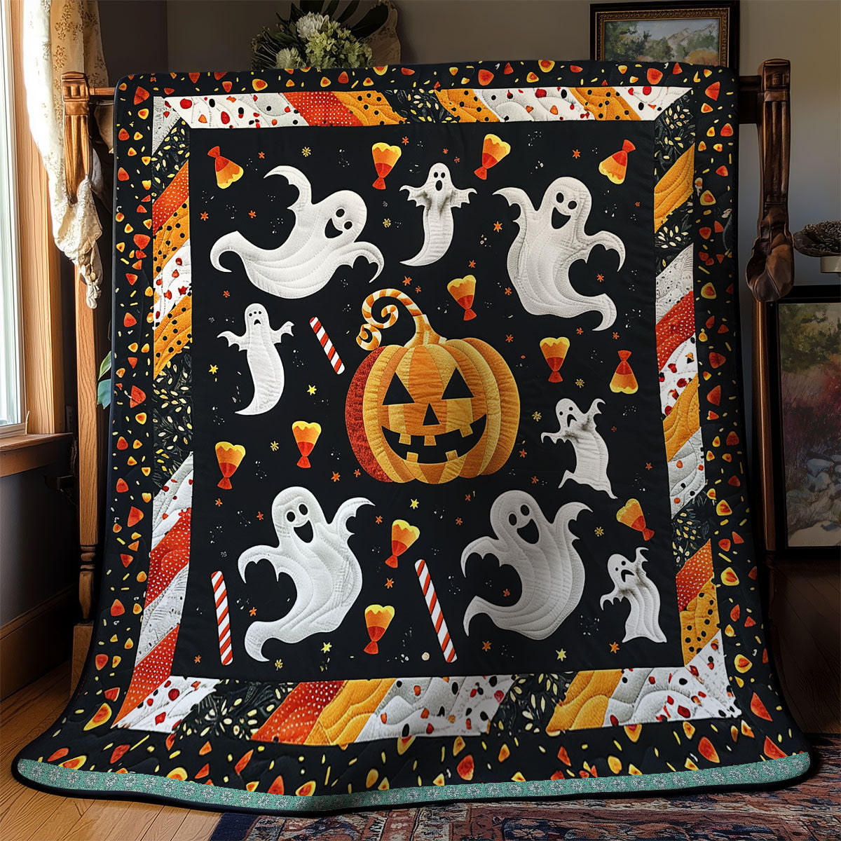 Ghostly Pumpkins XR1009004CL Quilt