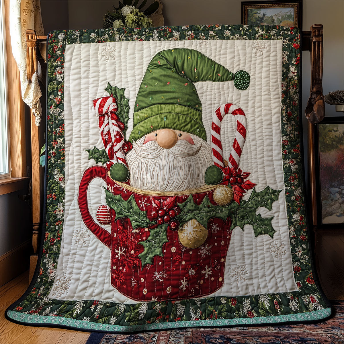 Holly Berries Gnome Cup XR1009027CL Quilt