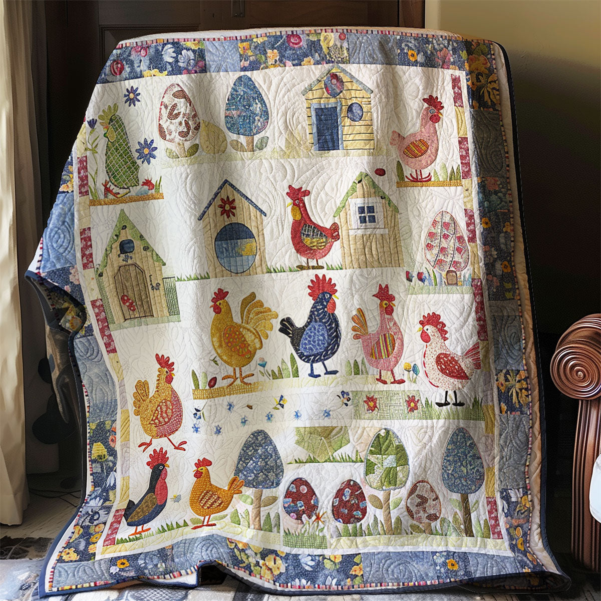 Happy Chickens XR1006020CL Quilt