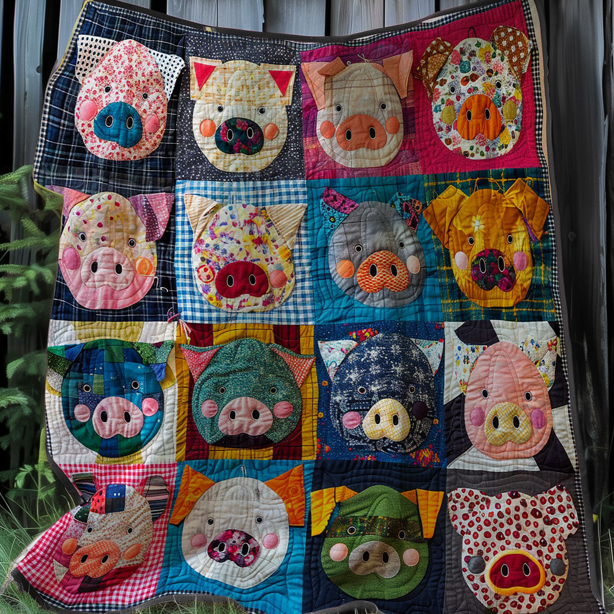 Fabric Cute Pigs XR0507009CL Quilt