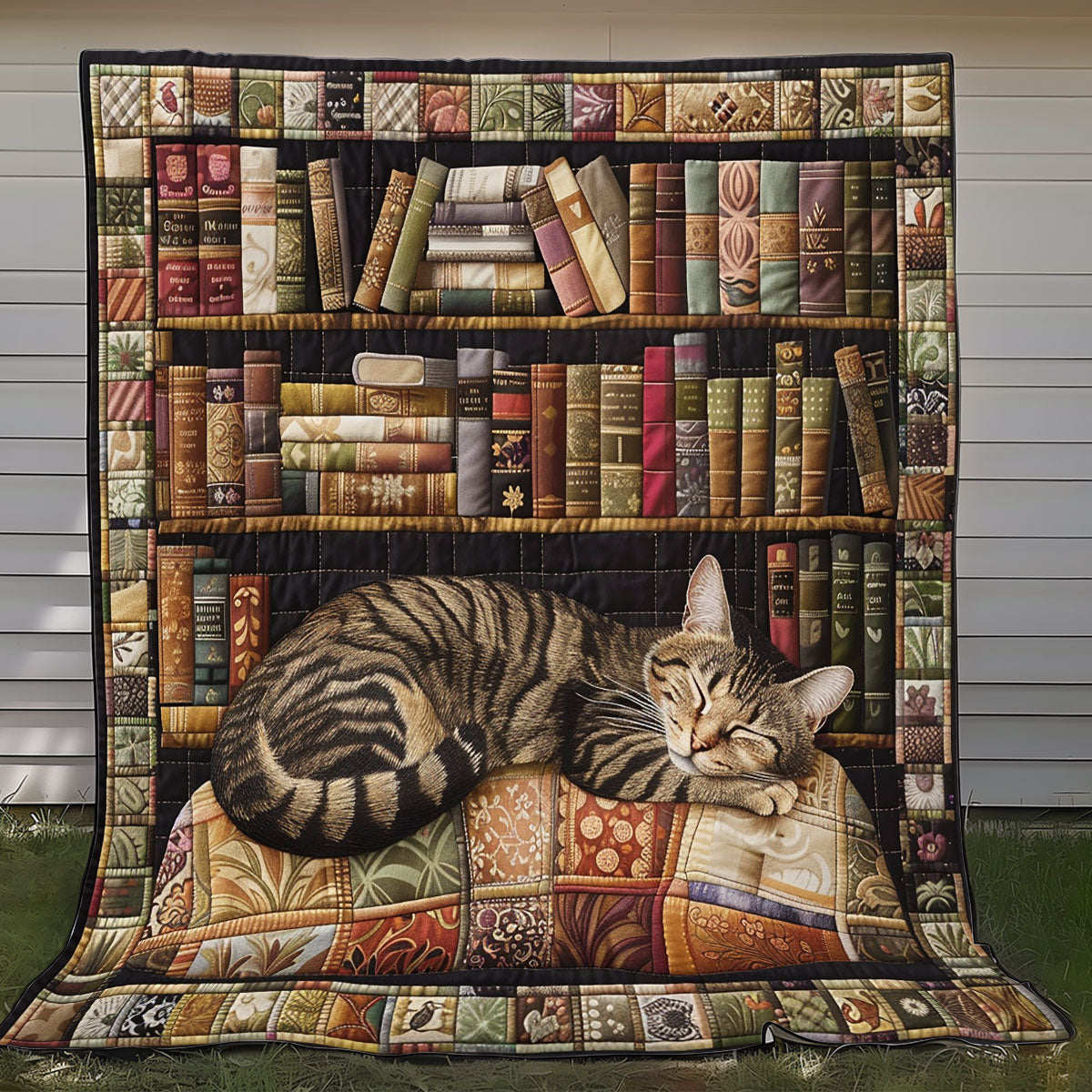 Bookself And Cats XR2608006CL Quilt