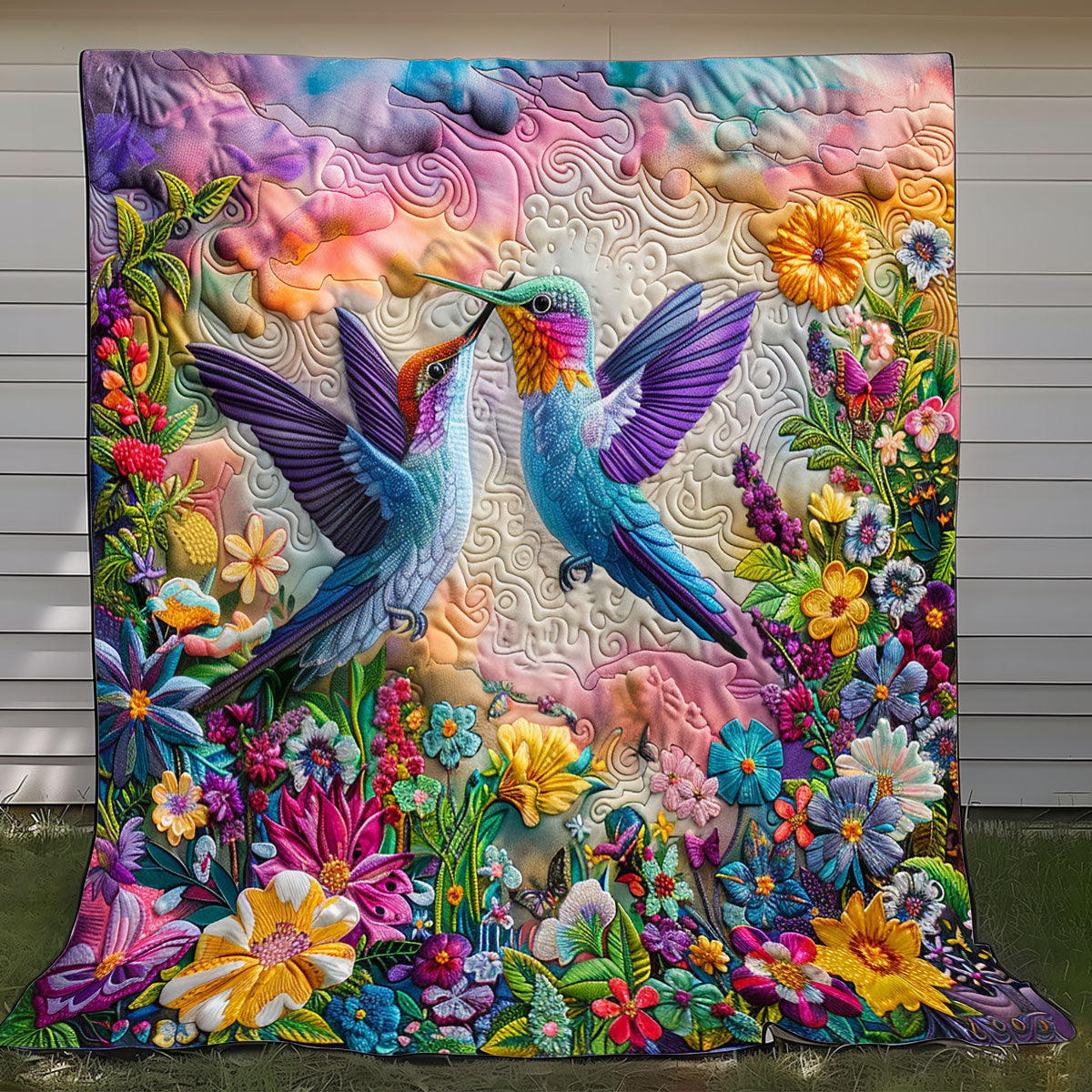 Couple Hummingbirds XR2408005CL Quilt