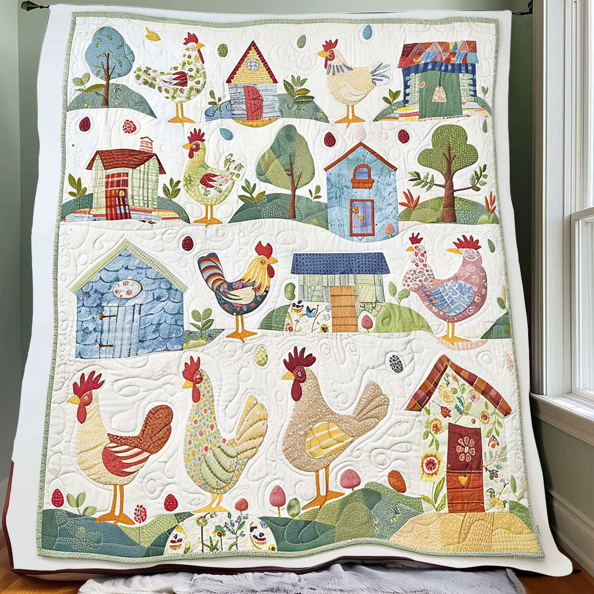 Happy Chickens XR1006017CL Quilt