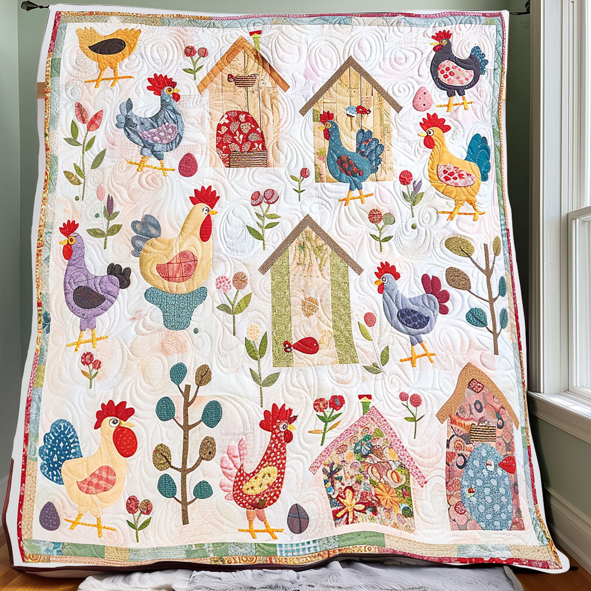 Happy Chickens XR1006018CL Quilt