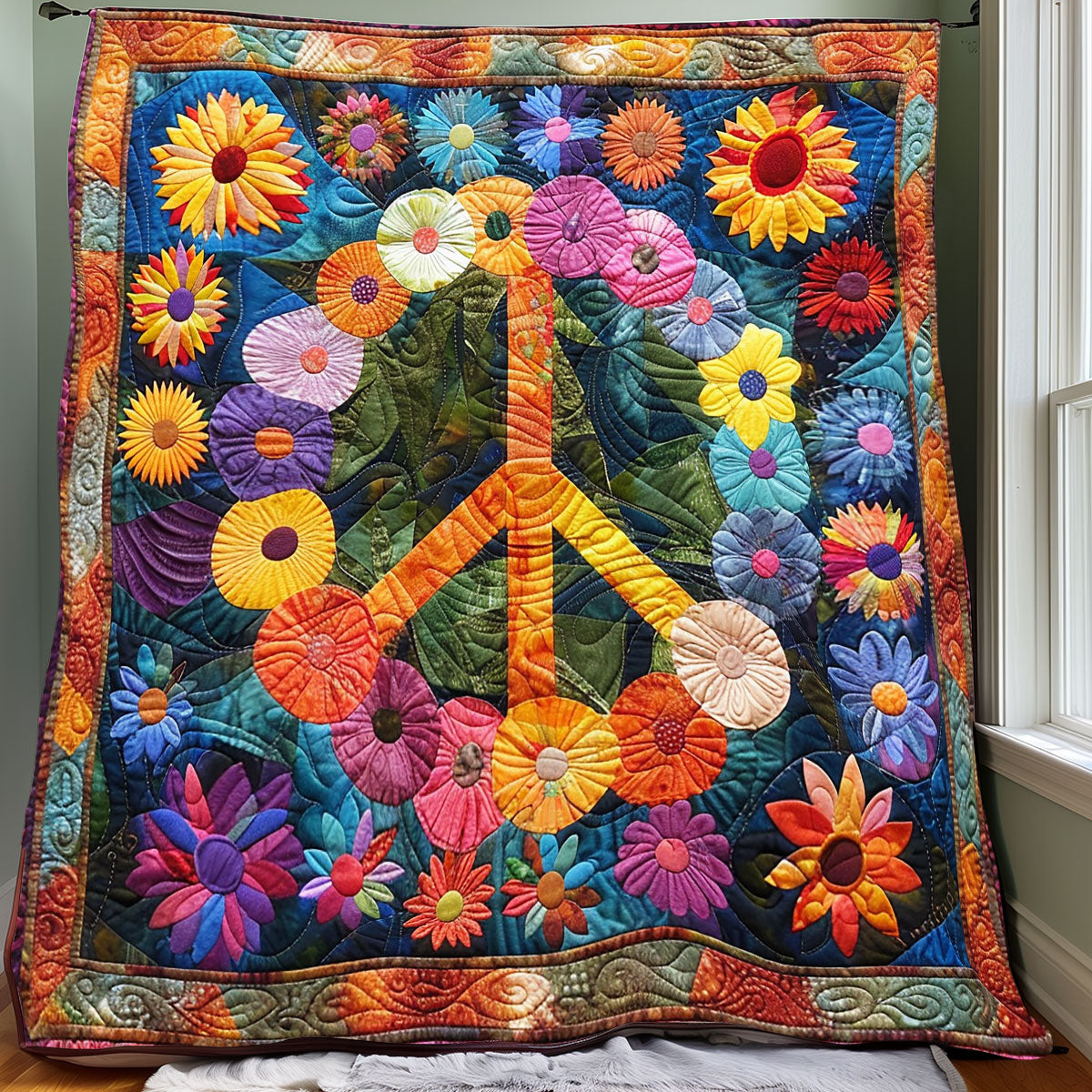 Peace Sign Hippie XR2207002CL Quilt