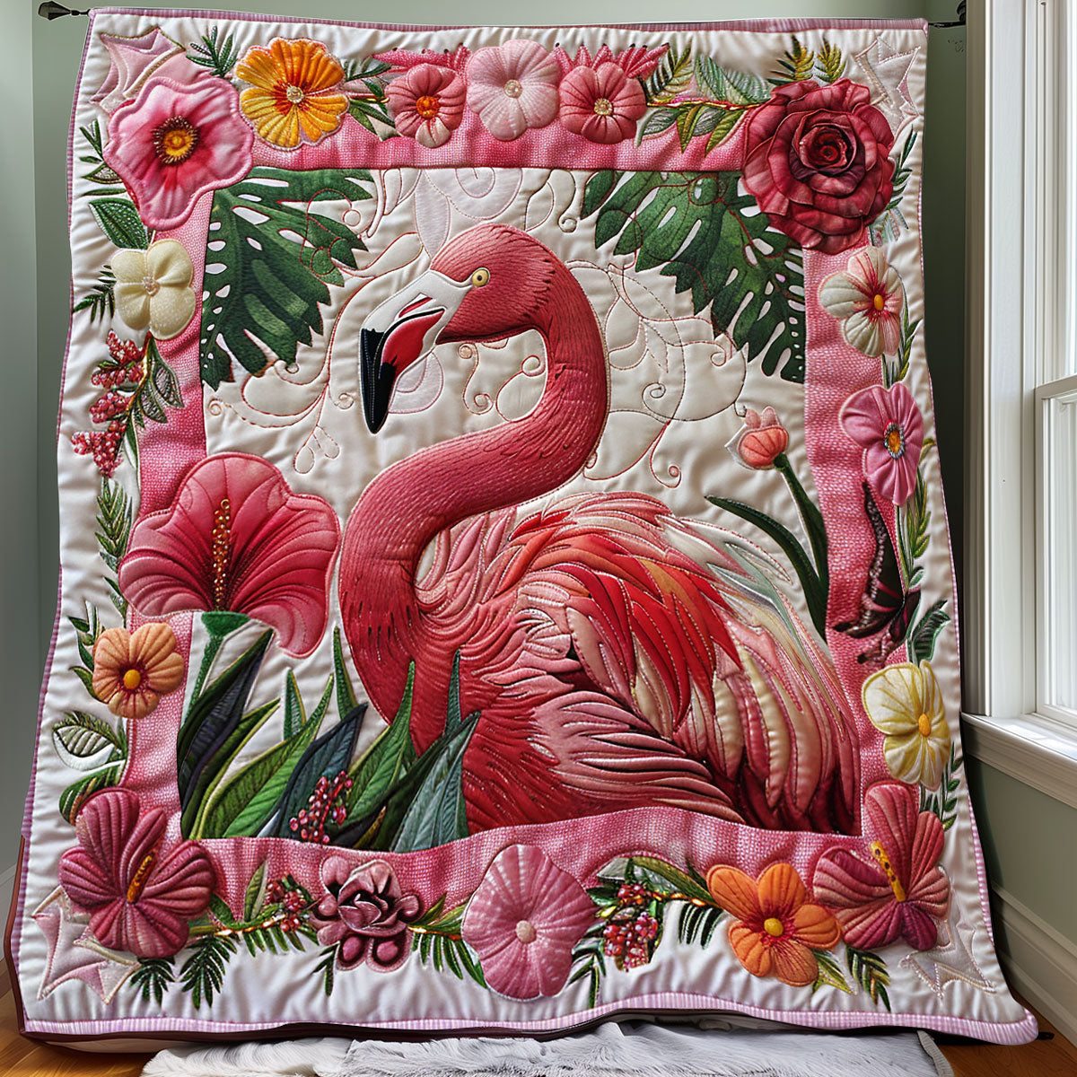 Pink Flamingo XR2806007CL Quilt