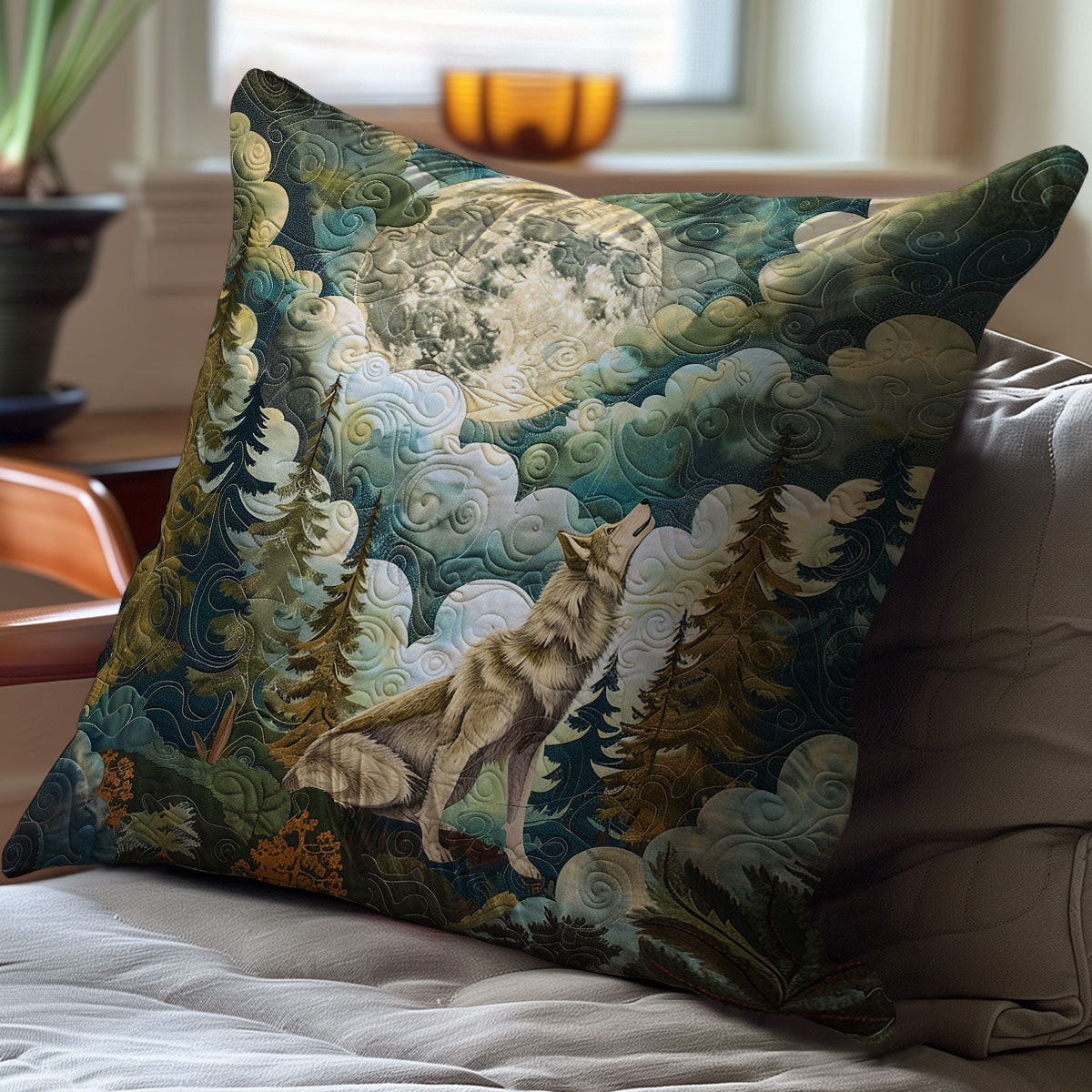 Wolf In Forest WO2507014CL Quilt Pillow Case