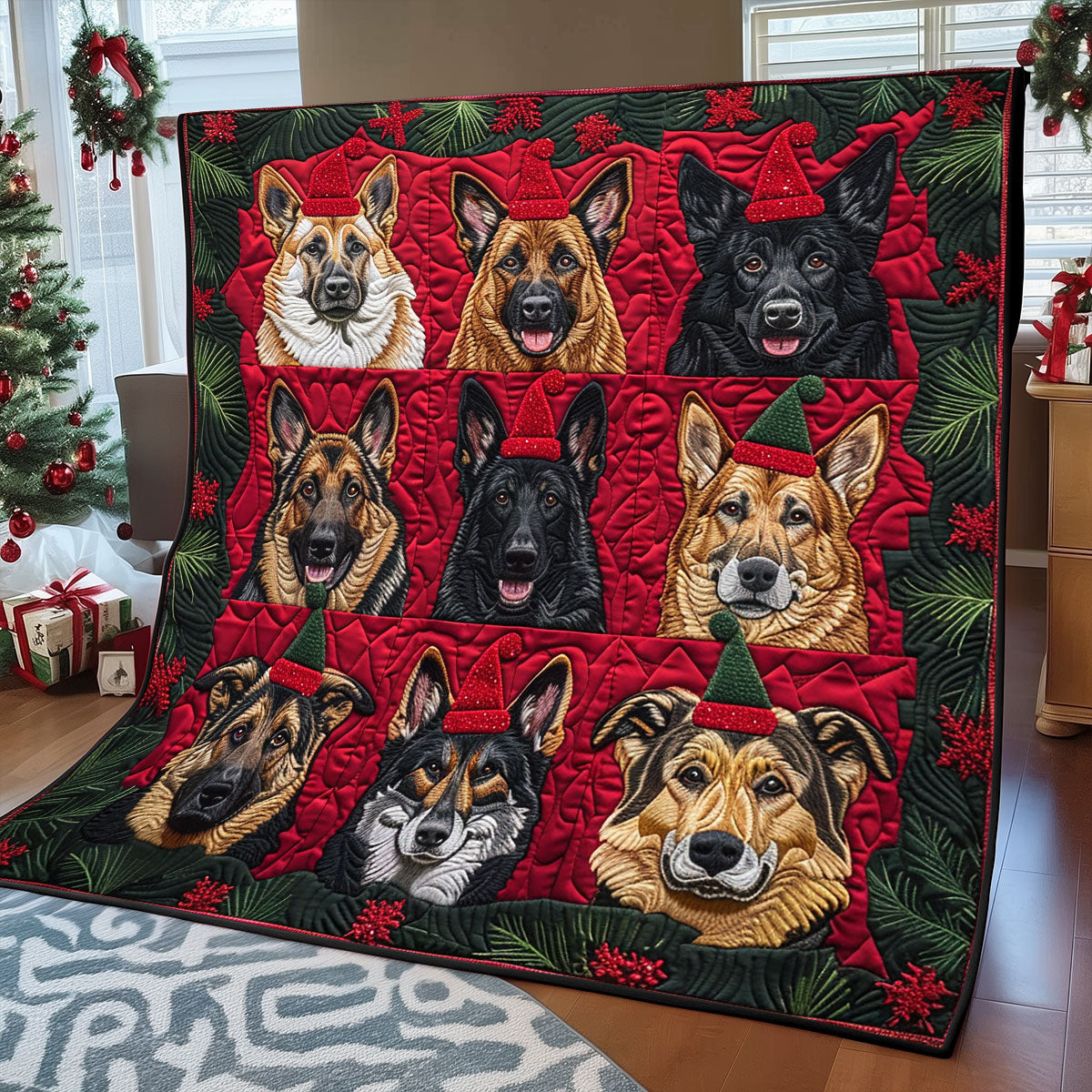 German Shepherd Joy Christmas XR1508031CL Quilt