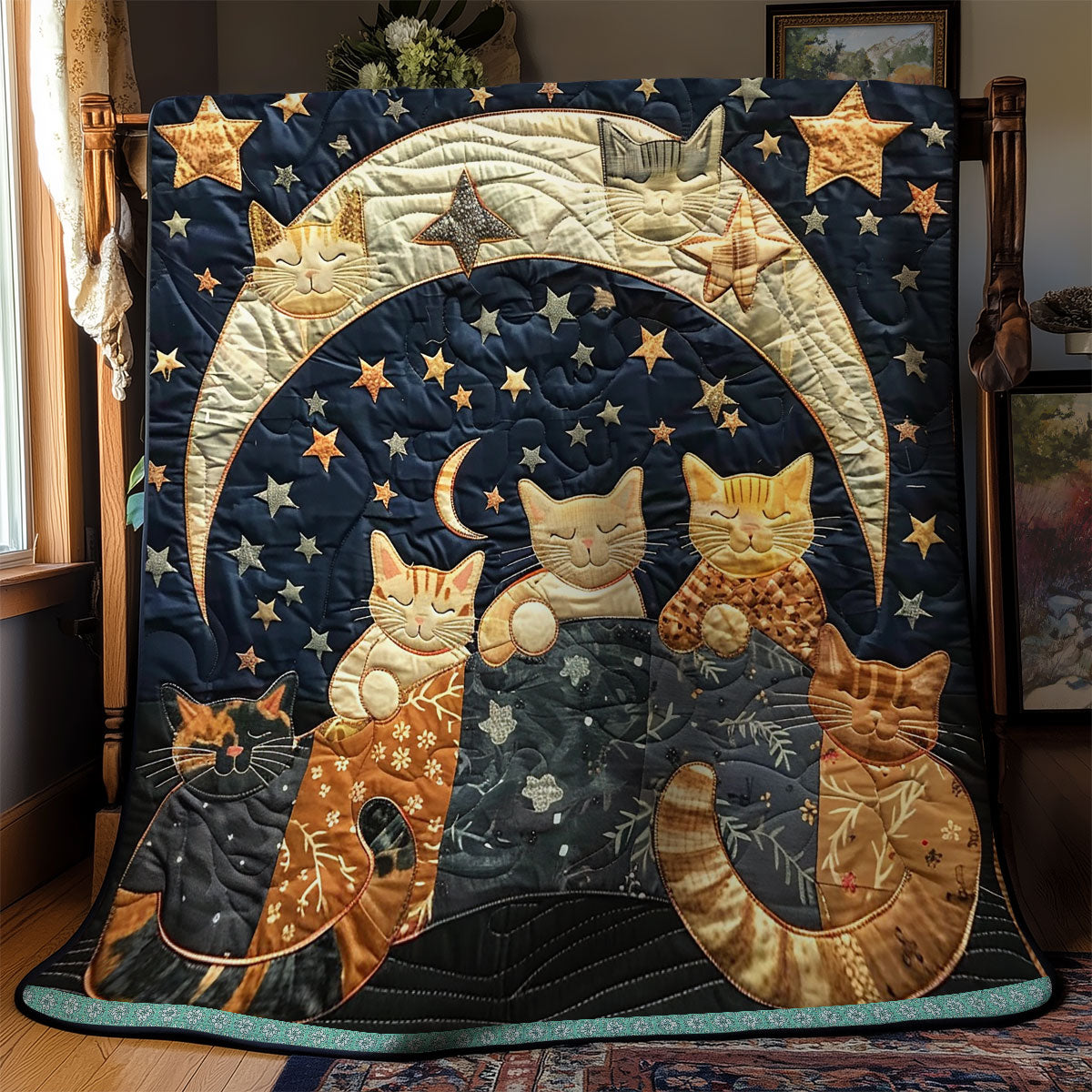 Cats’ Dreamy Crescent WN0909098CL Quilt