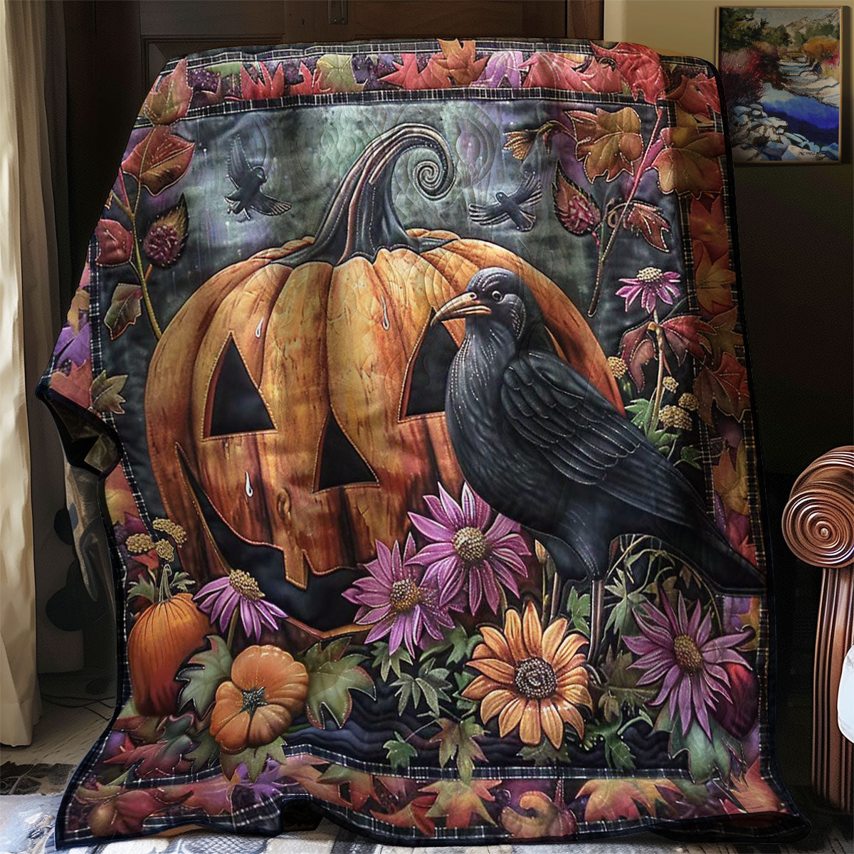 Crow's Pumpkin Perch WN1908073CL Quilt