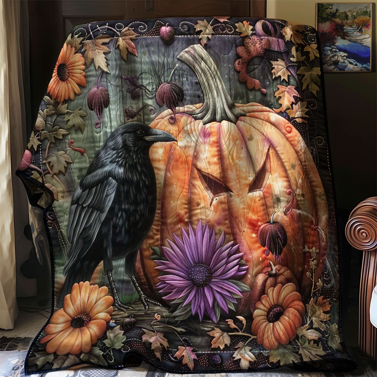 Halloween Pumpkin Crow WN1908072CL Quilt