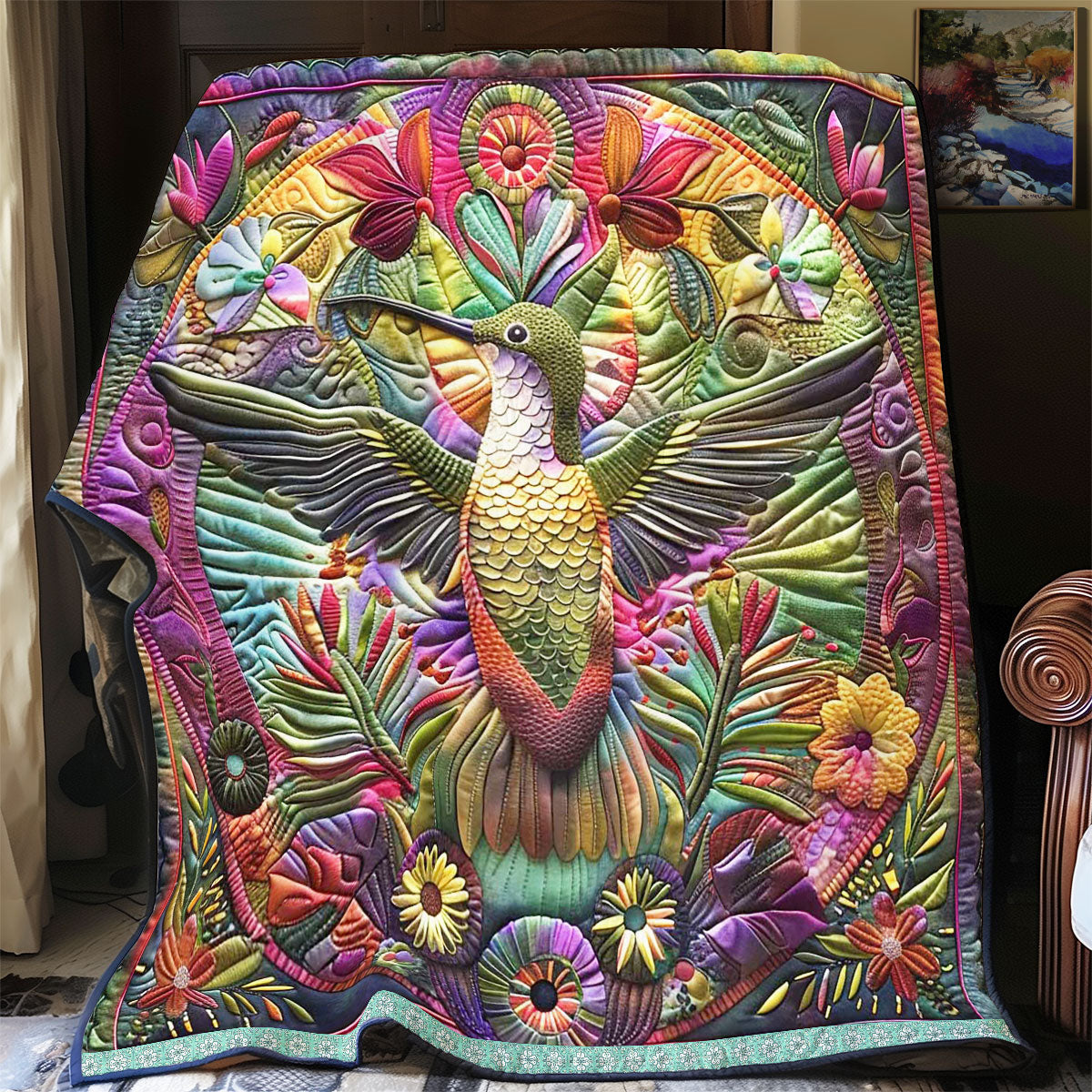 Hummingbird’s Circle Of Beauty WN1609044CL Quilt