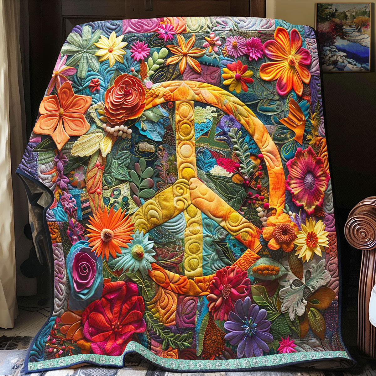 Mandala Of Peace And Flowers WN1609036CL Quilt