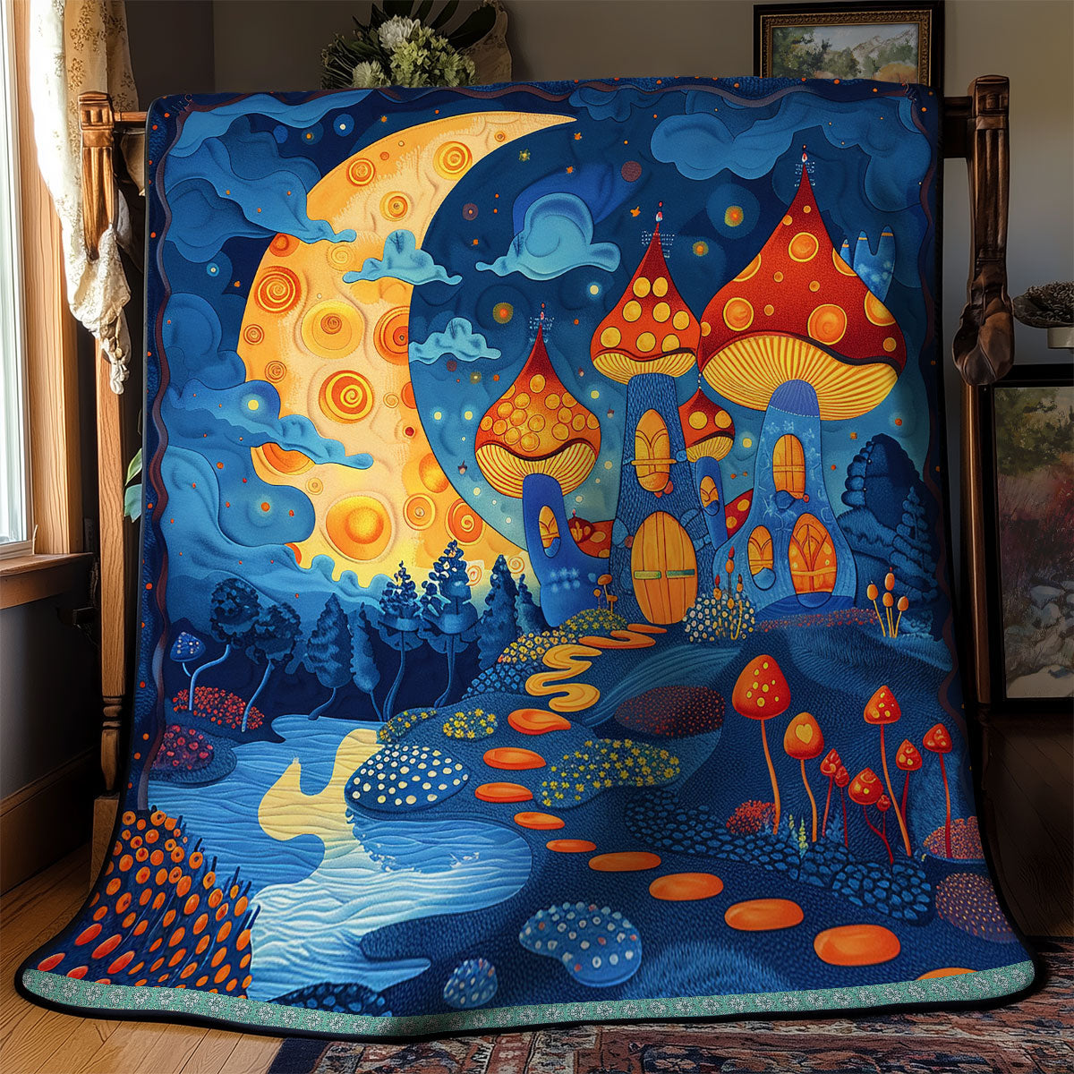 Moonlit Mushroom Cottage WN0909100CL Quilt