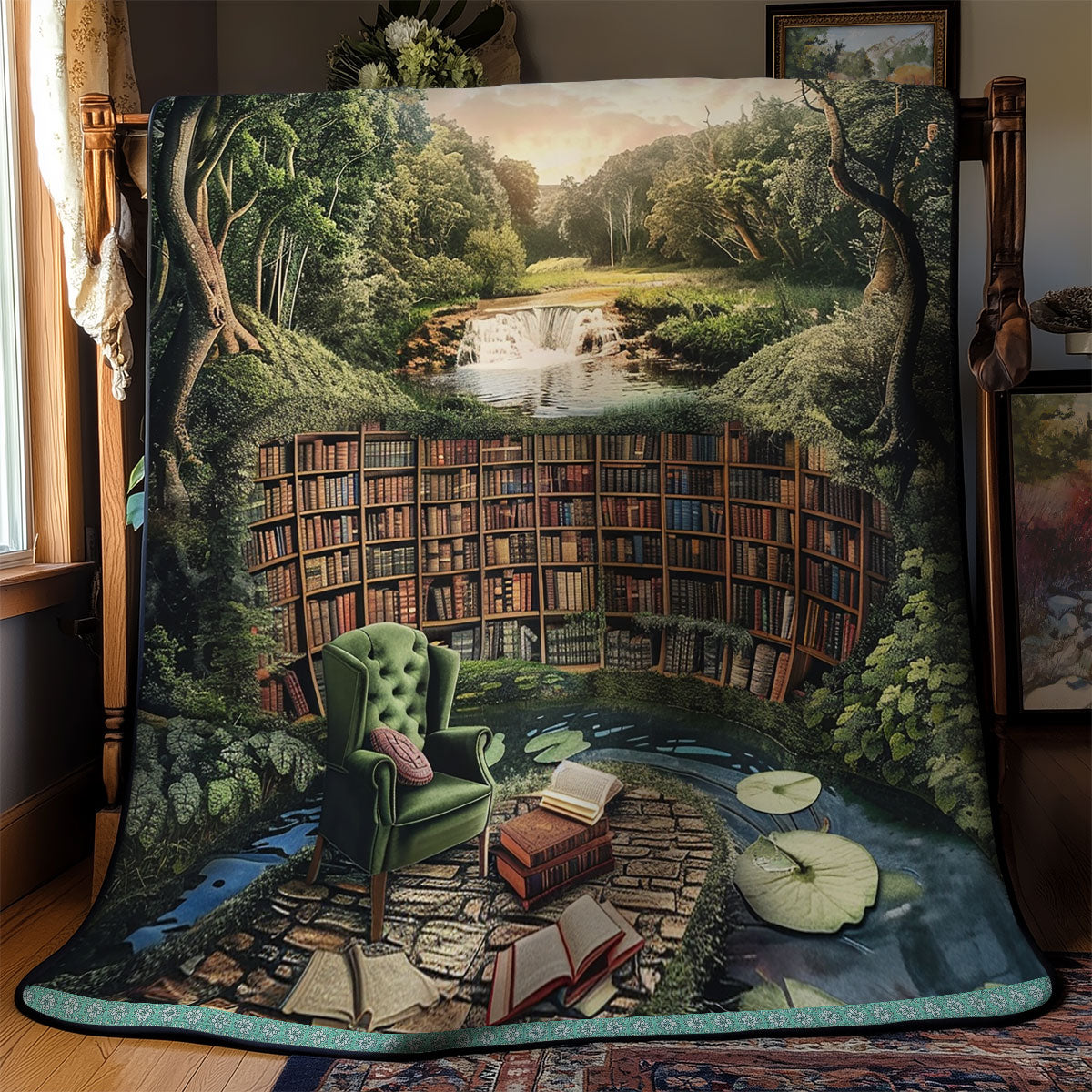 Tranquil Riverside Library WN0909110CL Quilt