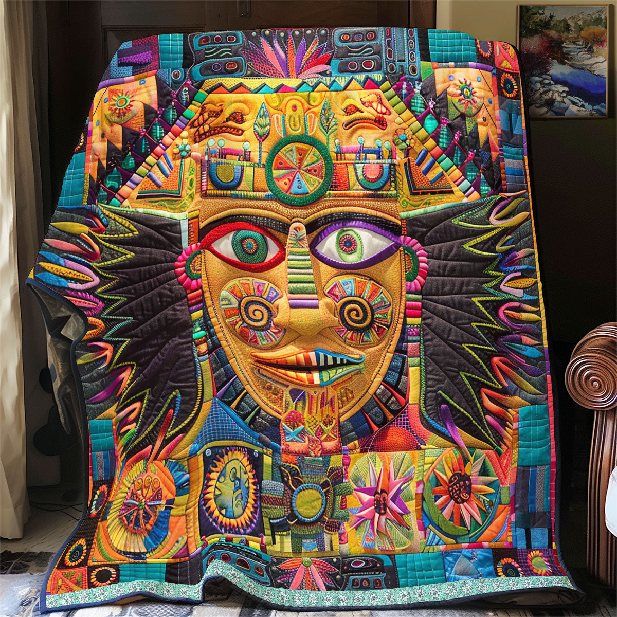 Aztec Tribal Chief Mask WN1709049CL Quilt