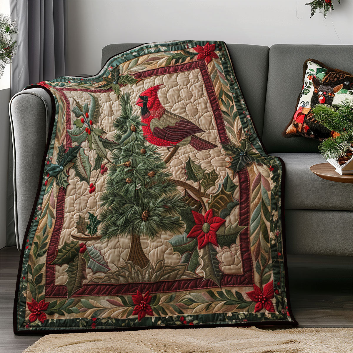 Cardinal With Pine Tree SR1908044CL Quilt