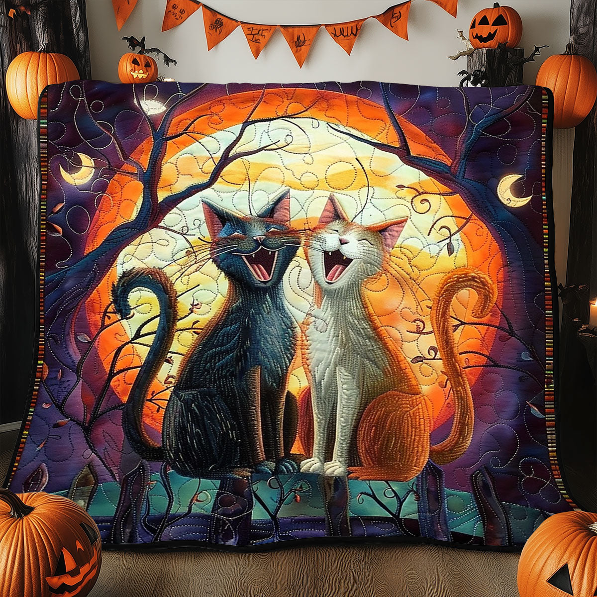 Cat Night Halloween SR2008026CL Quilt