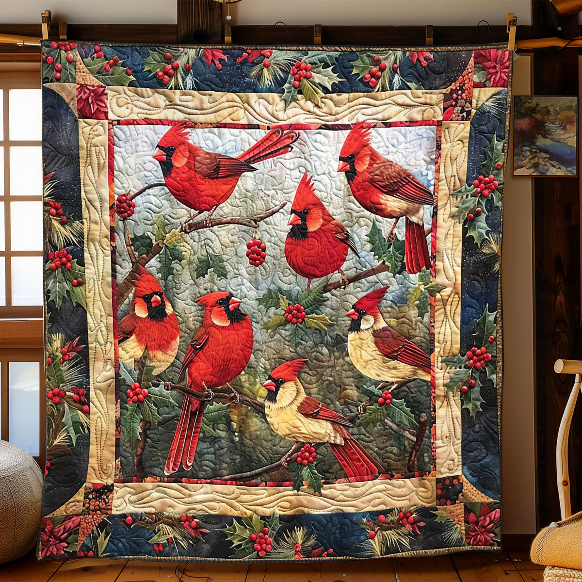 Festive Cardinal WN1608013CL Quilt