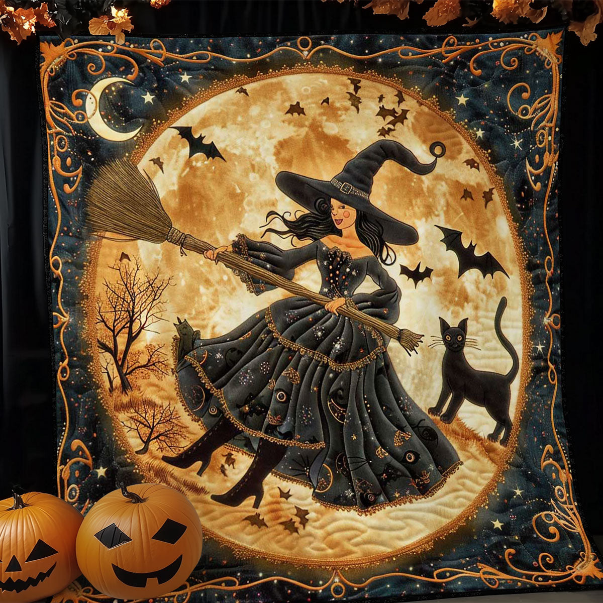 Halloween Moonlight Witch WN1908077CL Quilt
