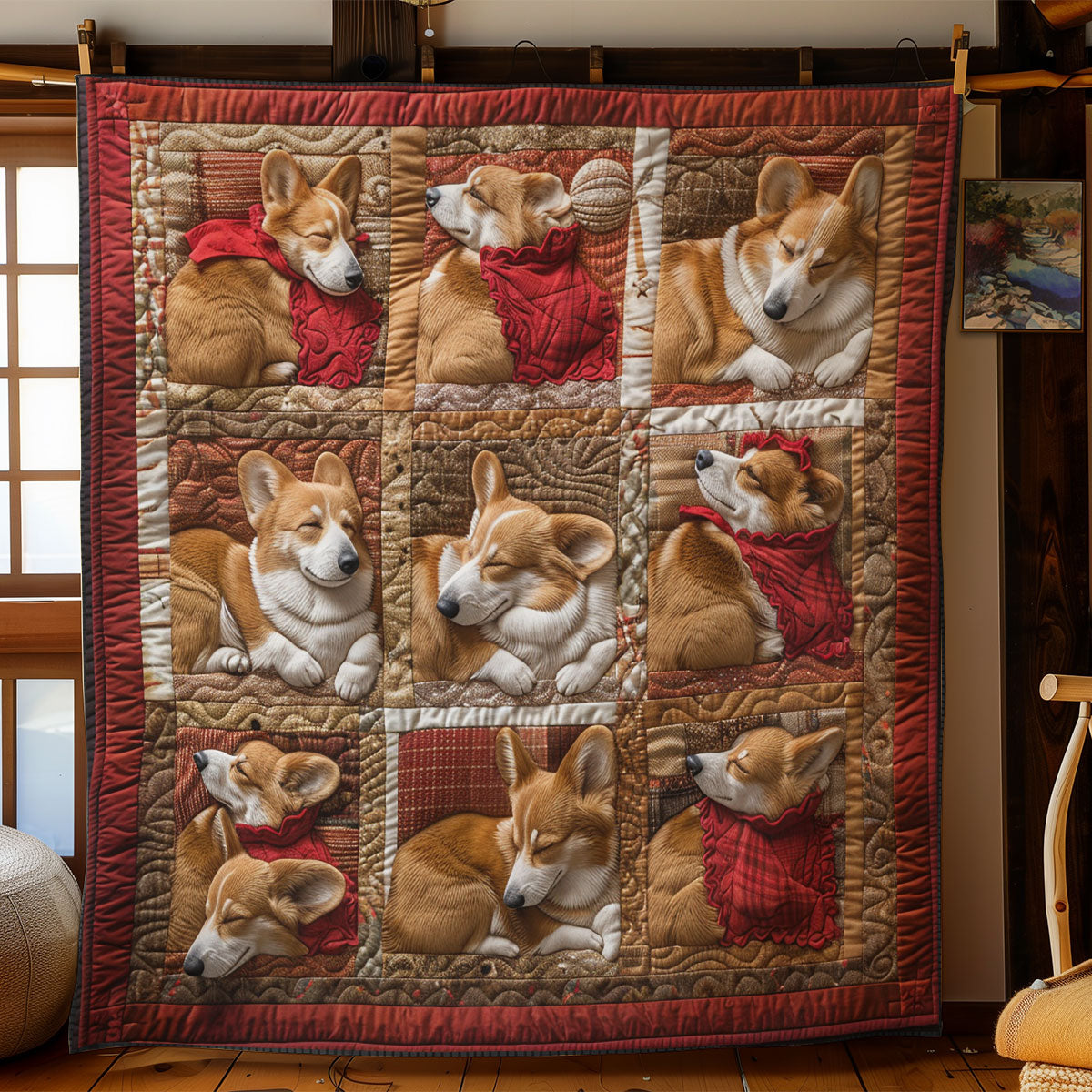 Happy Corgi Sleeping SR2208033CL Quilt