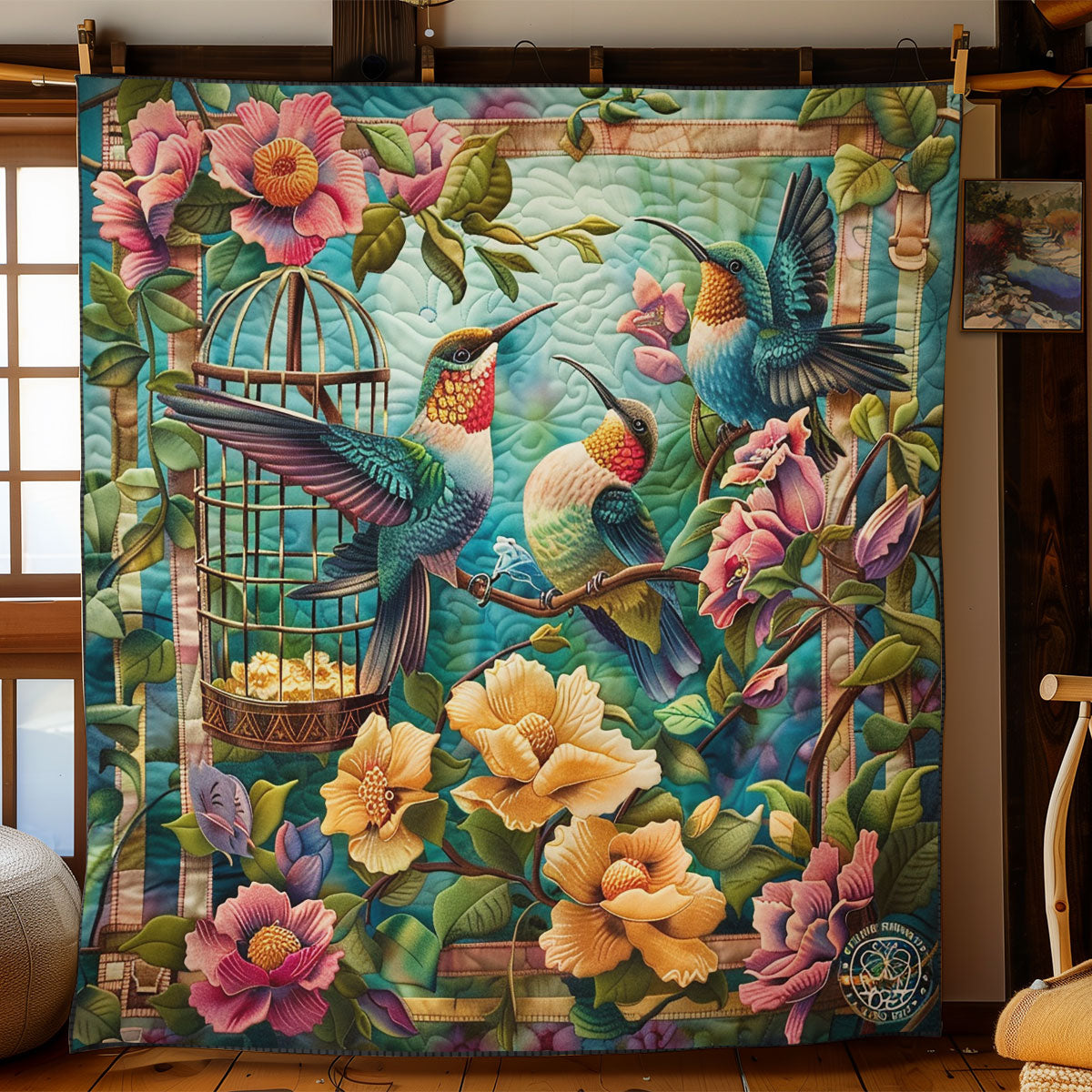 Hummingbirds And Floral SR2308025CL Quilt