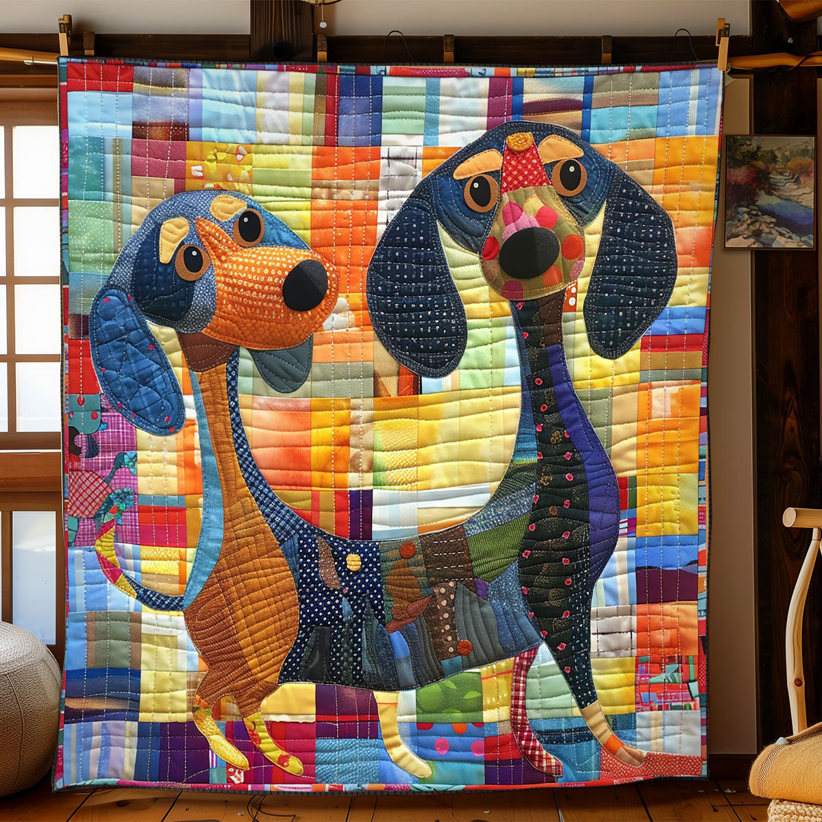 Playful Puppy Dachshund WN2208075CL Quilt