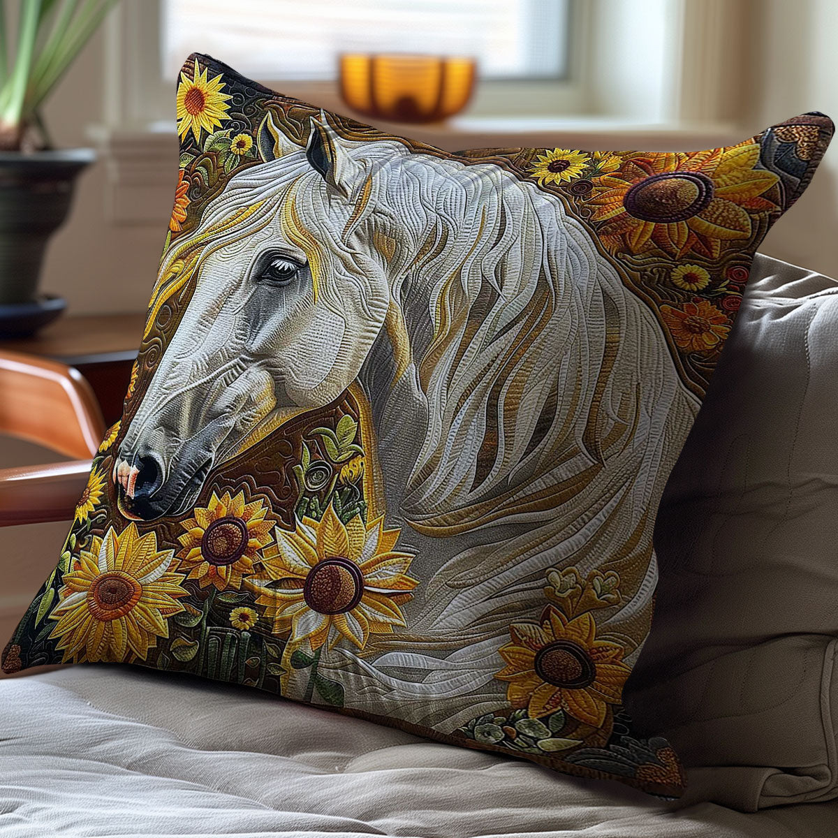 White Horse Flowerfield WP2507035CL Quilt Pillow Case